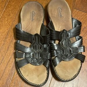 Clarks Bendables 9.5M Black Leather summer sandals